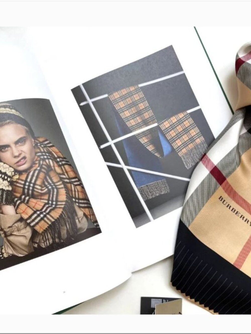 NWT Burberry Scarf Iconic Beige Check Black Border Logo Silk Wrap - Picture 6 of 10